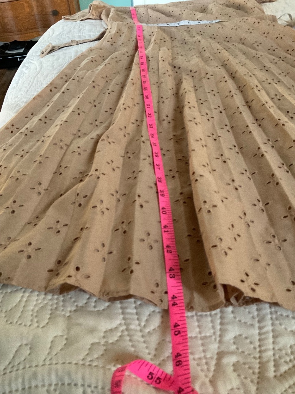 Ann Taylor Eyelet Belted Pleated Midi Dress Sz 6 - Picture 11 of 12